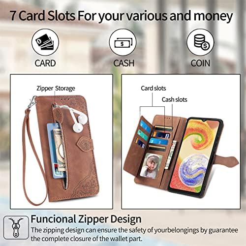 Луксозен калъф, Кожен портфейл с цип, за носене-награда на мълния, Флип калъф за Samsung Galaxy A03S (165,8