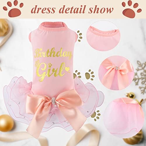 Сватбена рокля за кучета, Дишаща Тюлевая Пакетче, Облекло за кучета, Поли, Дрехи за домашни любимци, Рокли за малки Кученца, рожден Ден (Pink2-birthday Girl, XL)