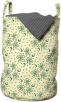 Чанта за дрехи Ambesonne Leaves, Зеленина и Цветя Режим на Нарисованном от ръцете Бледо на фона под формата