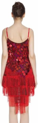 Женствена рокля за латино танци Smarts Dance С пайети Ритъм, Червено, САЩ 8, Великобритания 10:sk-ld34r