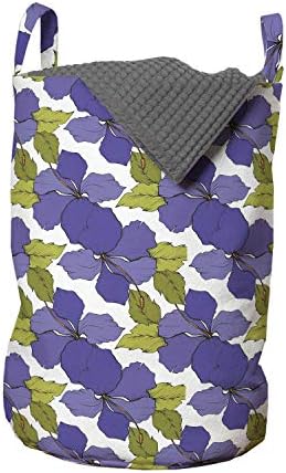 Цвете чанта за дрехи Ambesonne, Ботаническата Модел от Цъфтящи цветове на хибискус и листа Ботаника, Кошница