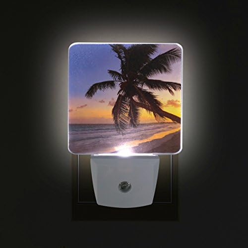 Naanle Комплект от 2 Тропически Летните Океански Плажни Залези, Дизайн за Пътуване с Палми, Автоматичен Сензор,