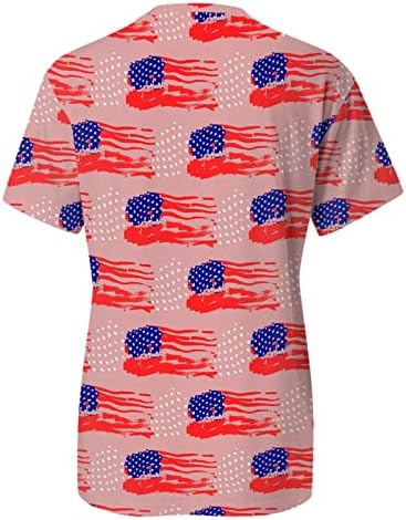 Тениски на 4 юли, Дамски Летни Туники с Кръгло деколте и Къс Ръкав, Блузи с Флага на САЩ, Тениски в Звездната