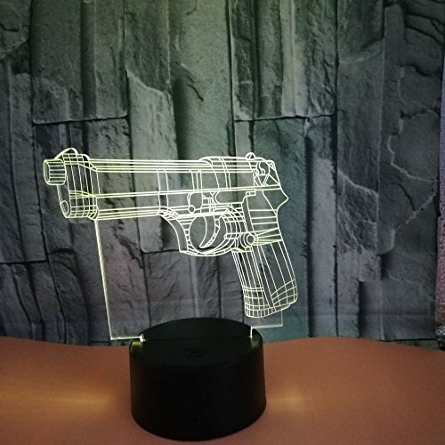 3D Пистолет лека нощ USB Сензорен Прекъсвач Декор Тенис на Маса Оптични Илюзии Лампи 7 Цвята Променящите се