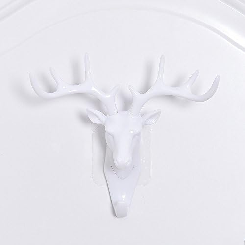 Стенни шапка във формата на животните от смола Axgo Deer Hook Декоративна, лесна за инсталиране, Бяла