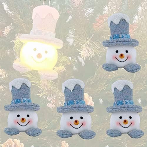 BIGJAK 4 БР. Коледни Украшения във формата на Снежен човек с led осветление, Светещи Висящи Украшения във формата