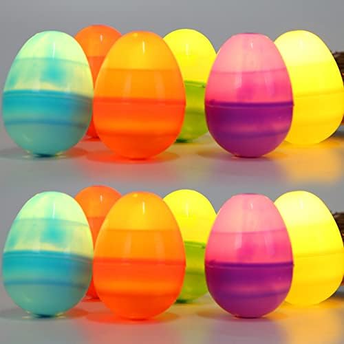 Комплект стъклени орнаменти, Плоски Великден Великденски висящи яйца (12 парчета с led декоративно осветление