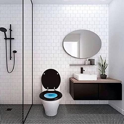 Кръгла Седалка за тоалетна от черно Кафяво Дърво с Метална тръба на шарнирна връзка, с Кръгло Седалка за Тоалетна